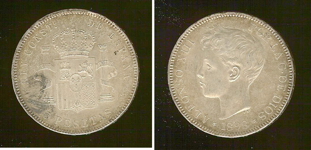 Spain 5 pesetas 1898 Madrid AU